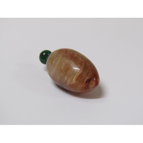 1521 - BLUE JOHN SCENT BOTTLE WITH GREEN STONE SET STOPPER