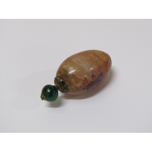 1521 - BLUE JOHN SCENT BOTTLE WITH GREEN STONE SET STOPPER