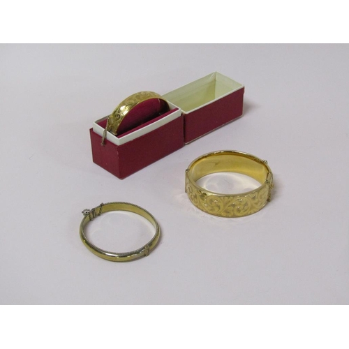 1542 - THREE 9ct GOLD PLATED BANGLES