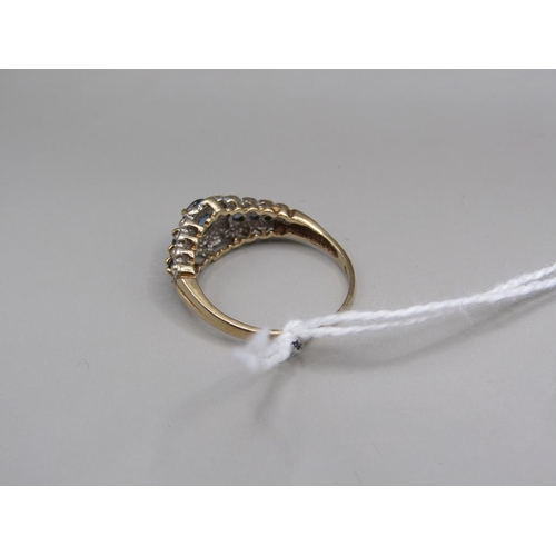 1593 - 9ct GOLD STONE SET RING SIZE P