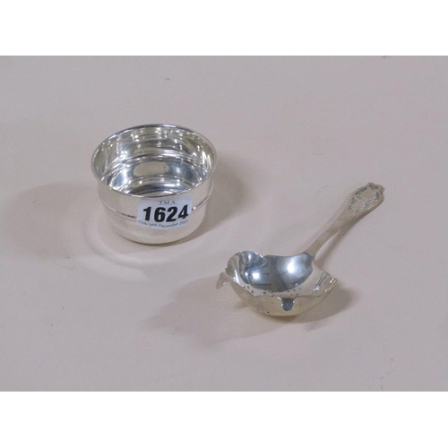 1624 - MID 20C SILVER TEA STRAINER AND BOWL, VINERS LTD SHEFFIELD 1961/62, 3.1ozt