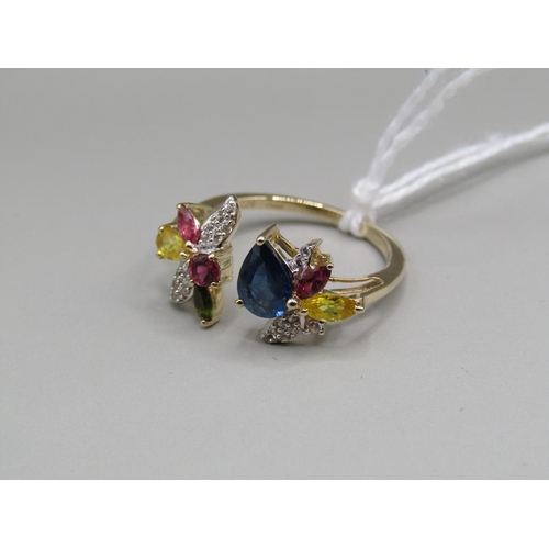 1625 - GOLD GEM SET RING - SIZE O