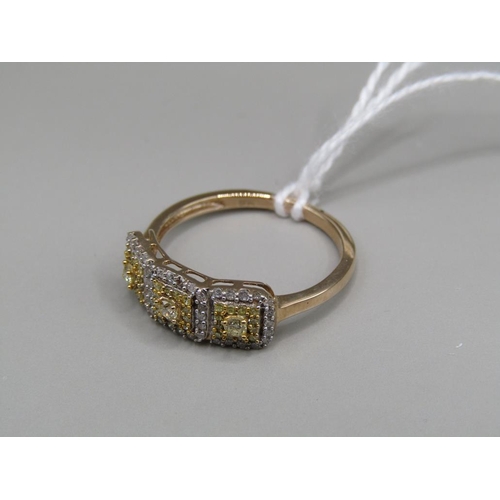 1628 - YELLOW AND WHITE DIAMOND RING - SIZE O 1/2