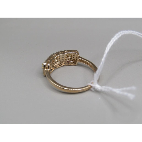 1628 - YELLOW AND WHITE DIAMOND RING - SIZE O 1/2