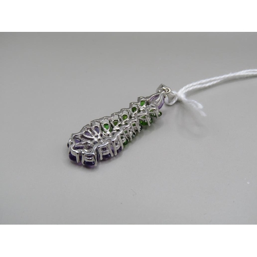 1636 - SILVER AMETHYST CHROME DIOPSIDE PENDANT