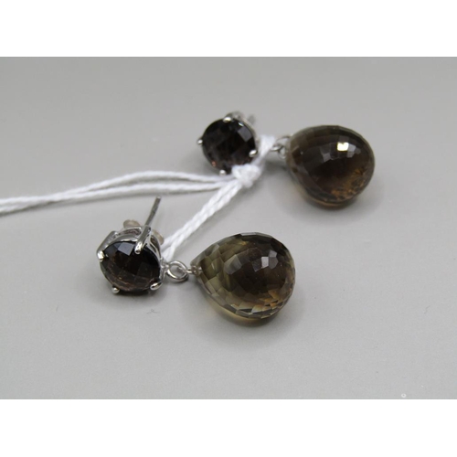 1640 - SILVER SMOKEY QUARTZ EARRINGS