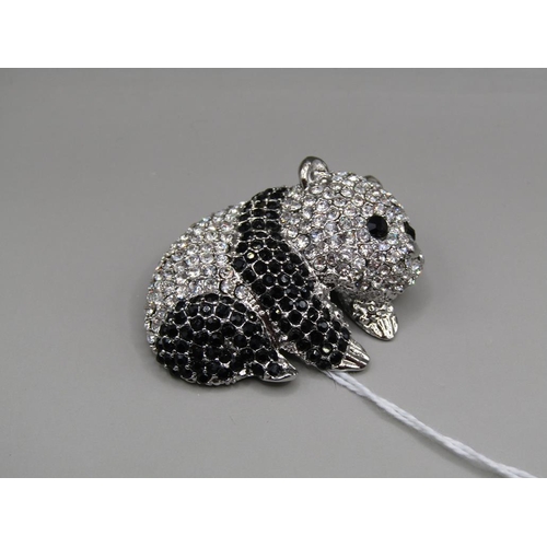 1655 - LARGE CRYSTAL PANDA BROOCH