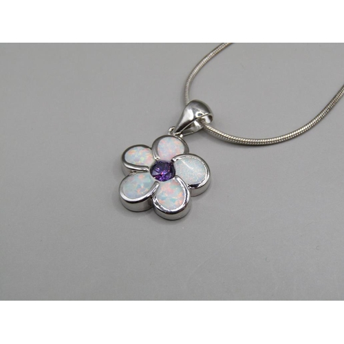 1658 - SILVER OPALINE AMETHYST NECKLACE