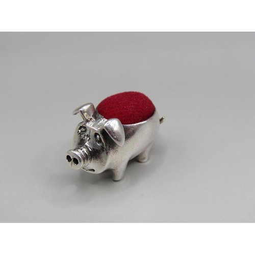 1664 - SILVER PIG PIN CUSHION