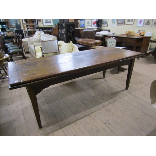 1934 - FRENCH OAK DRAWLEAF DINING TABLE, 344CM EXTENDED