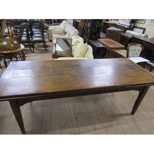 1934 - FRENCH OAK DRAWLEAF DINING TABLE, 344CM EXTENDED