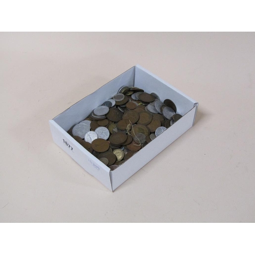 1677 - BOX OF MIXED COINS TO INCL COPPER