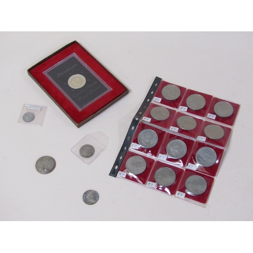 1692 - BOX OF COINS, COIN DISPLAY CASES