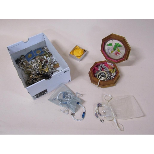 1694 - BOX OF MIXED COSTUME JEWELS