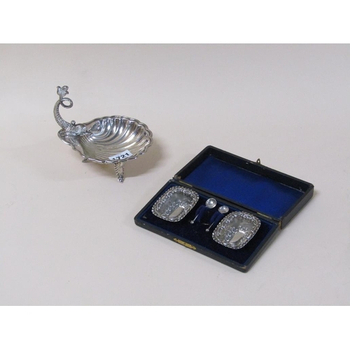 1721 - SILVER PLATED BUTTER DISH AND A BOXED SALT SET