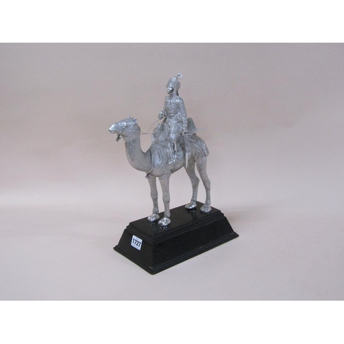 1727 - WHITE METAL INDIAN SOLDIER FIGURE ON CAMEL