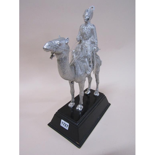 1727 - WHITE METAL INDIAN SOLDIER FIGURE ON CAMEL