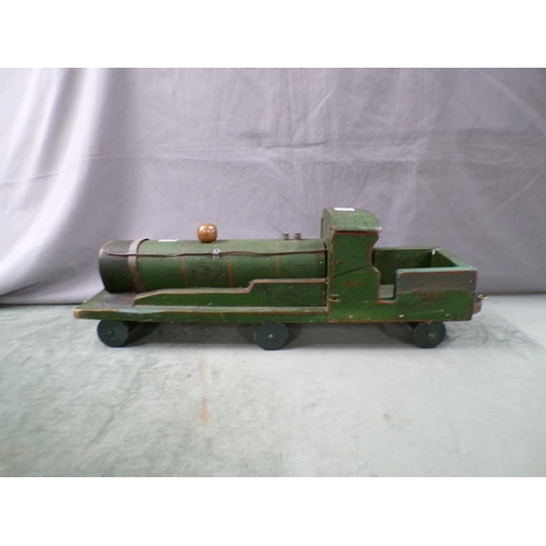 1394 - WOODEN MODEL RAILWAY STEAM LOCOMOTIVE 70cms W