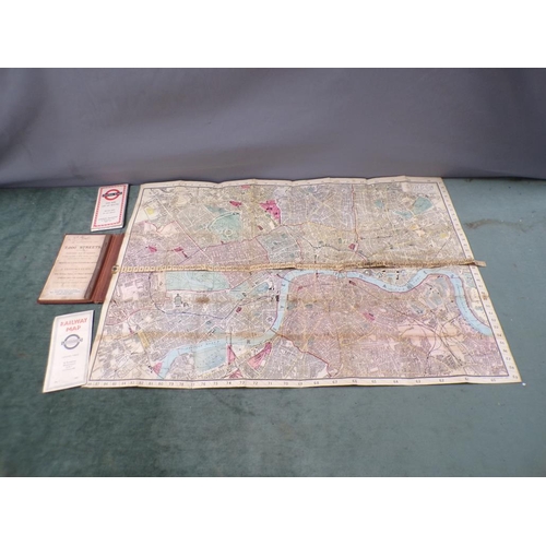 1438 - TAPE INDICATOR MAP OF LONDON AND VISITORS GUIDE; BUS AND RAILWAY GUIDE