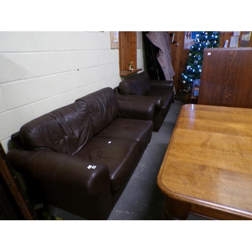 1906 - PAIR OF BROWN LEATHER TWO SEATER SOFAS