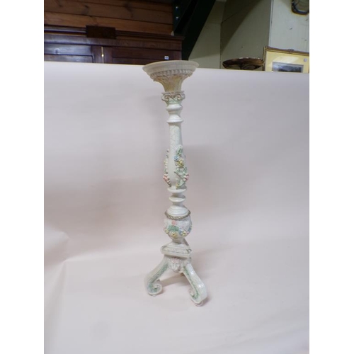 1911 - CREAM GILT FLORAL DECORATED PEDESTAL