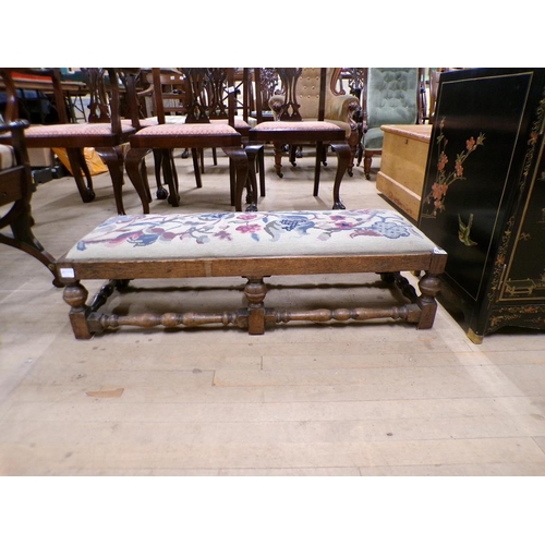 1915 - OAK EMBROIDERED FOOTSTOOL