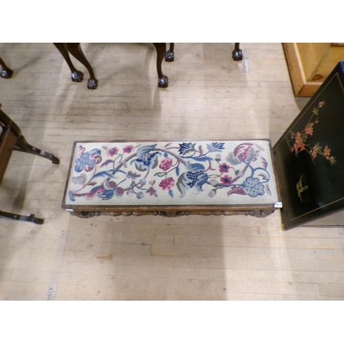 1915 - OAK EMBROIDERED FOOTSTOOL