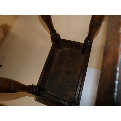 1919 - TWO LATE 19c OAK JOINT STOOLS, BOTH SIGNED T CHARD TO UNDERSIDES, BOTH 46 x 54 cms