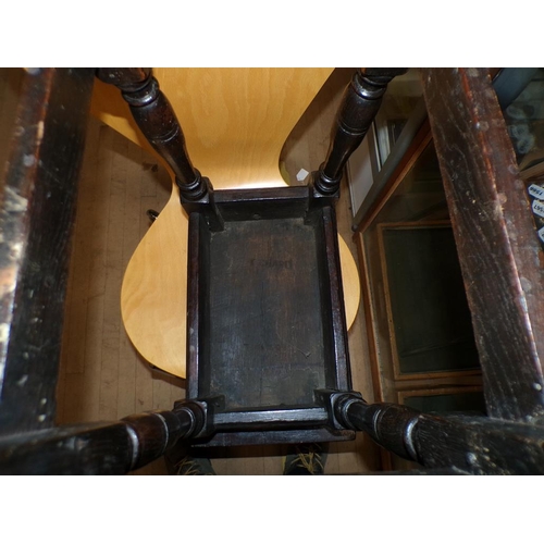 1919 - TWO LATE 19c OAK JOINT STOOLS, BOTH SIGNED T CHARD TO UNDERSIDES, BOTH 46 x 54 cms