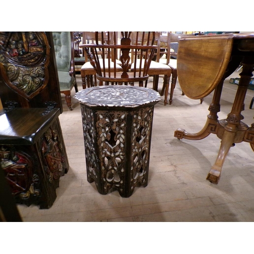 1922 - MOTHER OF PEARL BONE INLAID OCTAGONAL OCCASIONAL TABLE