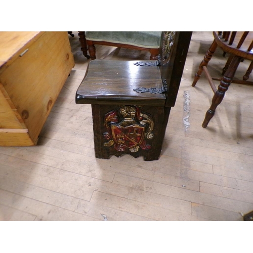 1923 - GOTHIC OAK INFLUENCED HERALDIC HALL CHAIR