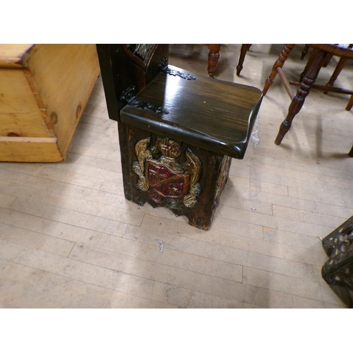 1923 - GOTHIC OAK INFLUENCED HERALDIC HALL CHAIR