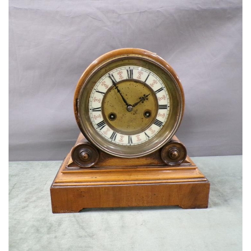 1469 - LATE 19C/EARLY 20C WOODEN CASED MANTEL CLOCK, 29CM H