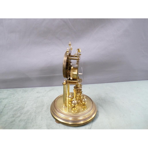 1470 - KUNDE BRASS CLOCK UNDER DOME, 24CM H