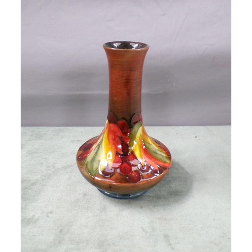 1790 - MOORCROFT FLAMBE LEAF AND BERRY VASE 15cms