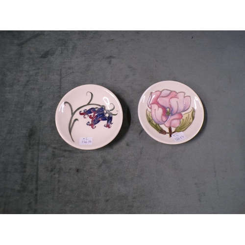 1800 - TWO MOORCROFT FLORAL COASTERS 12cms DIA