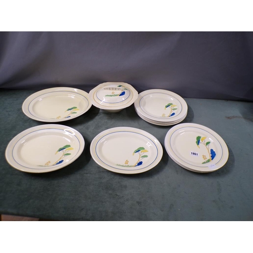 1861 - CLARICE CLIFF STYLE PART DINNER SERVICE - PLATTER 36cms W