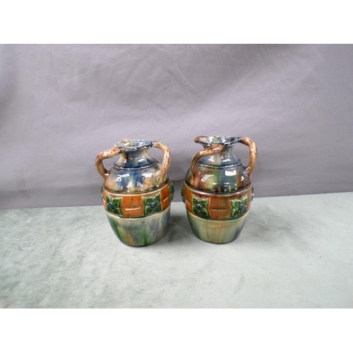 1879 - PAIR OF NOUVEAU BELGIUM ART POTTERY VASES, 17CM H