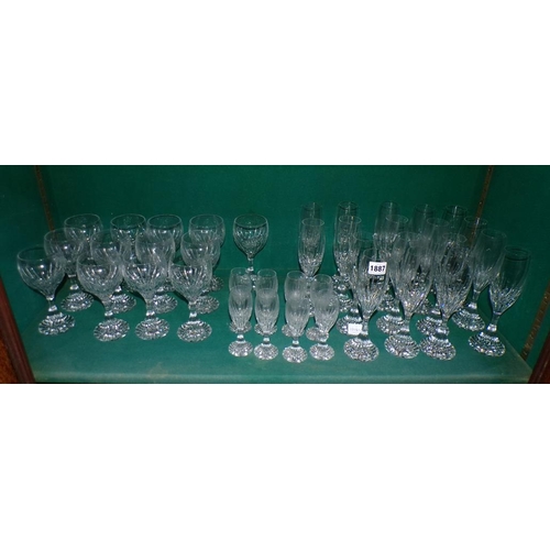 1887 - SUITE OF BACCARAT CRYSTAL GLASSES - CHAMPAGNE FLUTES, 23CM H, WINES, PORTS