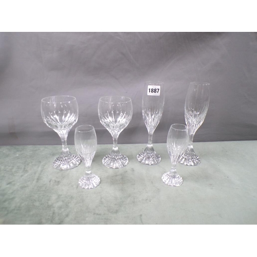 1887 - SUITE OF BACCARAT CRYSTAL GLASSES - CHAMPAGNE FLUTES, 23CM H, WINES, PORTS