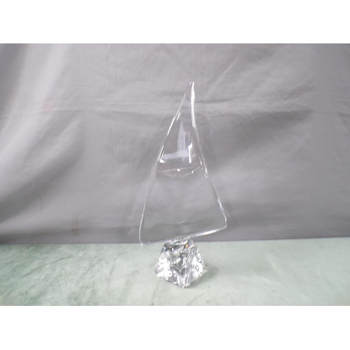 1895 - DAUM CRYSTAL SCULPTURE  - WIND SAIL, 42CM H