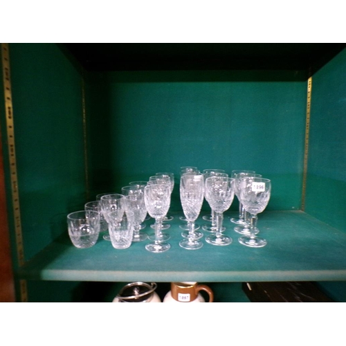 1896 - SET OF WATERFORD CRYSTAL GLASSES - LARGEST 19CM H