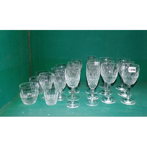 1896 - SET OF WATERFORD CRYSTAL GLASSES - LARGEST 19CM H