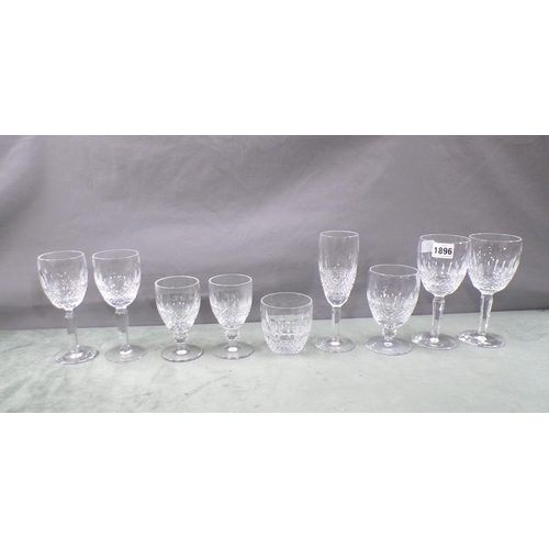 1896 - SET OF WATERFORD CRYSTAL GLASSES - LARGEST 19CM H