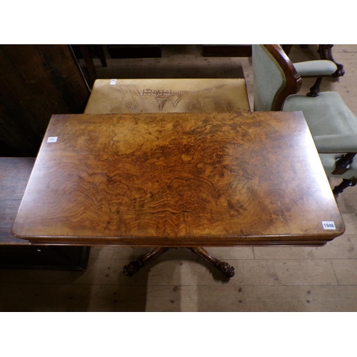 1946 - VICTORIAN BURR WALNUT FOLDING TEA TABLE, 92CM W