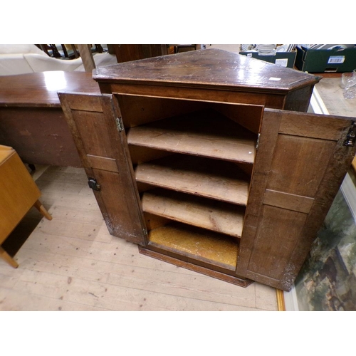 1953 - OAK INLAID CORNER CABINET, 84CM W, 113CM H