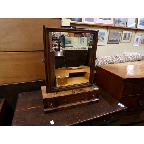 1955 - 19C MAHOGANY TOILET GLASS, 50CM W, 64CM H