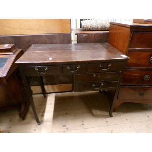 1956 - VICTORIAN OAK KNEEHOLE DESK, 92CM W, 79CM H