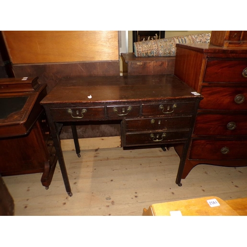 1956 - VICTORIAN OAK KNEEHOLE DESK, 92CM W, 79CM H