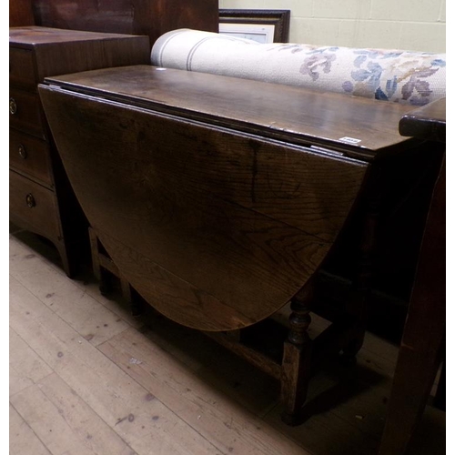 1959 - 18C OAK DROPLEAF GATELEG DINING TABLE, 112CM W